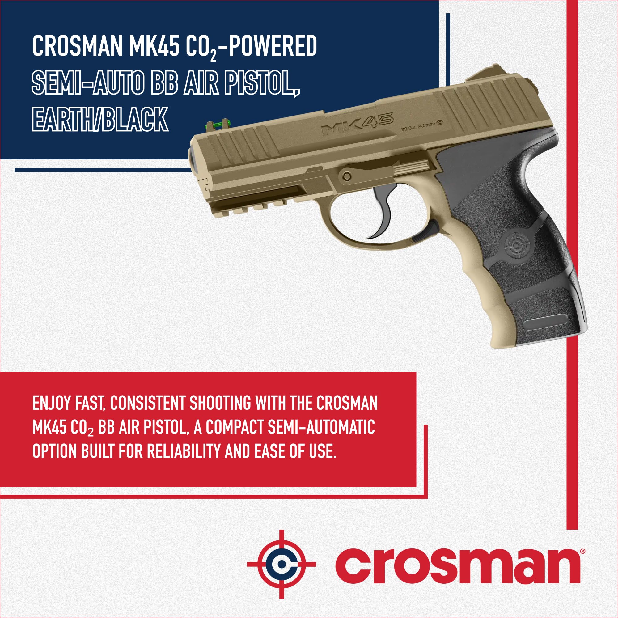 Crosman MK45 CO2 (4,5mm) | Pistola de Aire comprimido (balines de Acero). Arma de Co2. Calibre 4,5mm