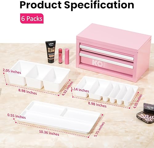 Miniatura 2 de Juego de 6 cajas de herramientas, organizador de bandejas divisorias compatibles con Kobalt, organizador de cajones de caja de herramientas,