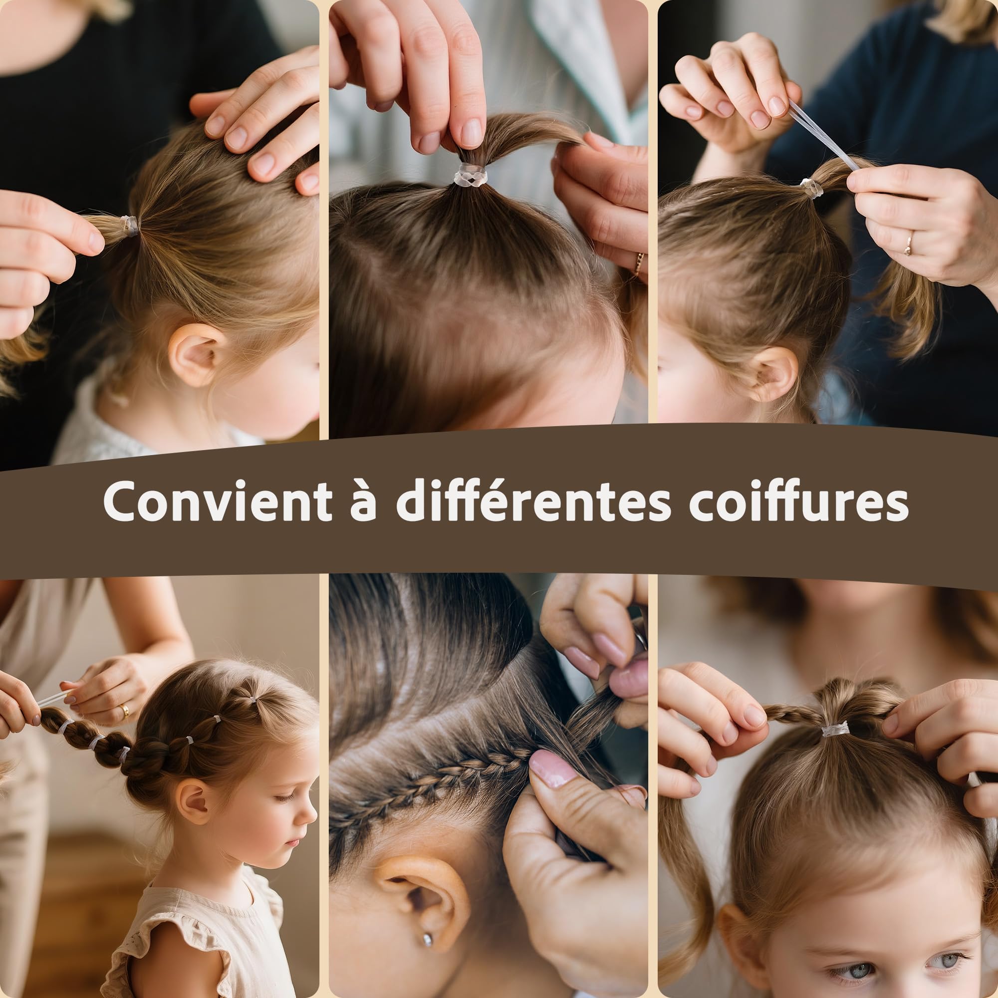 Gomas Pelo Niña Transparentes, 1000Pcs Gomas de Pelo Pequeñas Elásticas, para Peinados Diarios y DIY