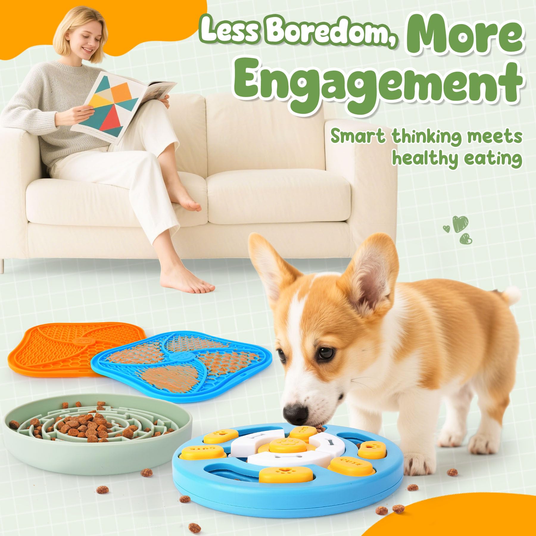 KIPRITII Well-Rounded Dog Enrichment Toys Set – Keeps Dogs Busy with Mental Stimulation & Slow Feeding, Includes Dog Lick Mat, Puzzle Toy & Slow Feeder Bowl for Boredom Relief - image 6