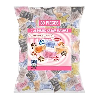 SCRIPTURE CANDY Reaching The World One Piece At A Time! Scripture Candy, Assorted Cream Flavor Hard Candy, 30 Pieces, Orange