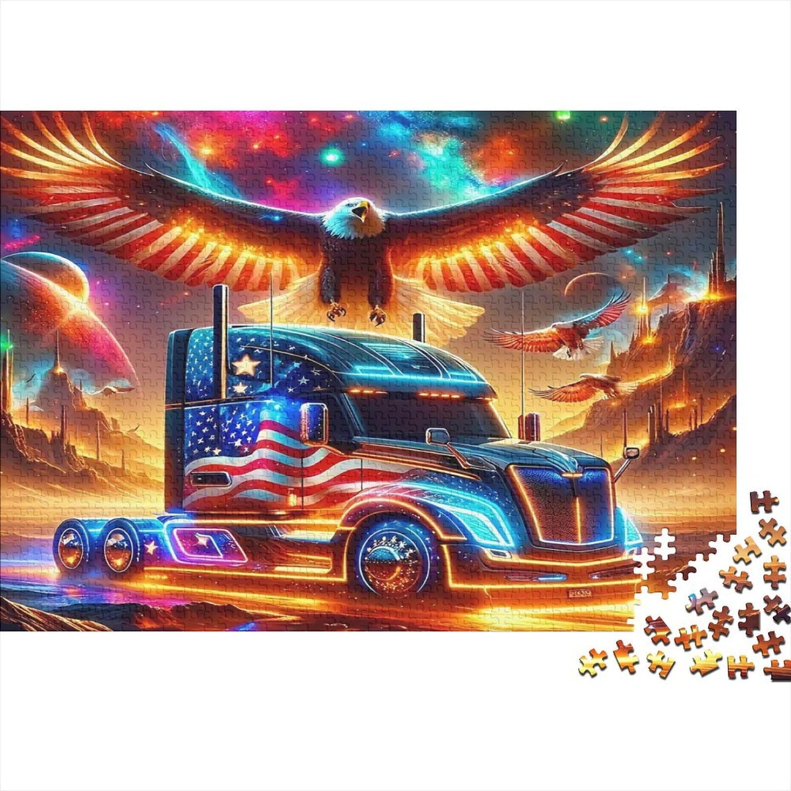 Eagle Jigsaw Puzzle 1000 Pieces Paper Adult Eagle Truck Relaxation Focus Home Gift 70x50cm/1000pcs