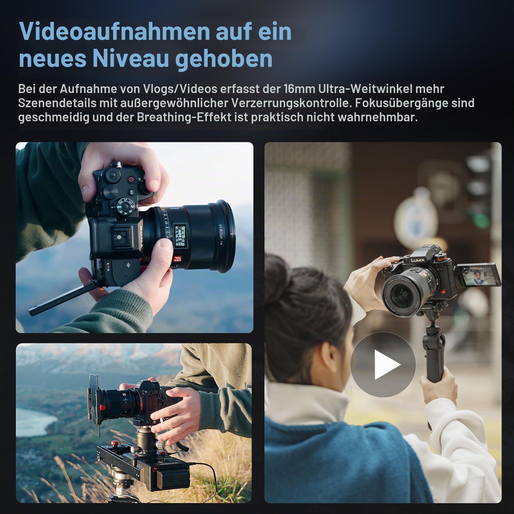 VILTROX AF 16 mm F1.8 Kameraobjektiv für L-Mount, Vollbild, Autofokus, große Blende, Weitwinkel, natives L-Mount-Protokoll