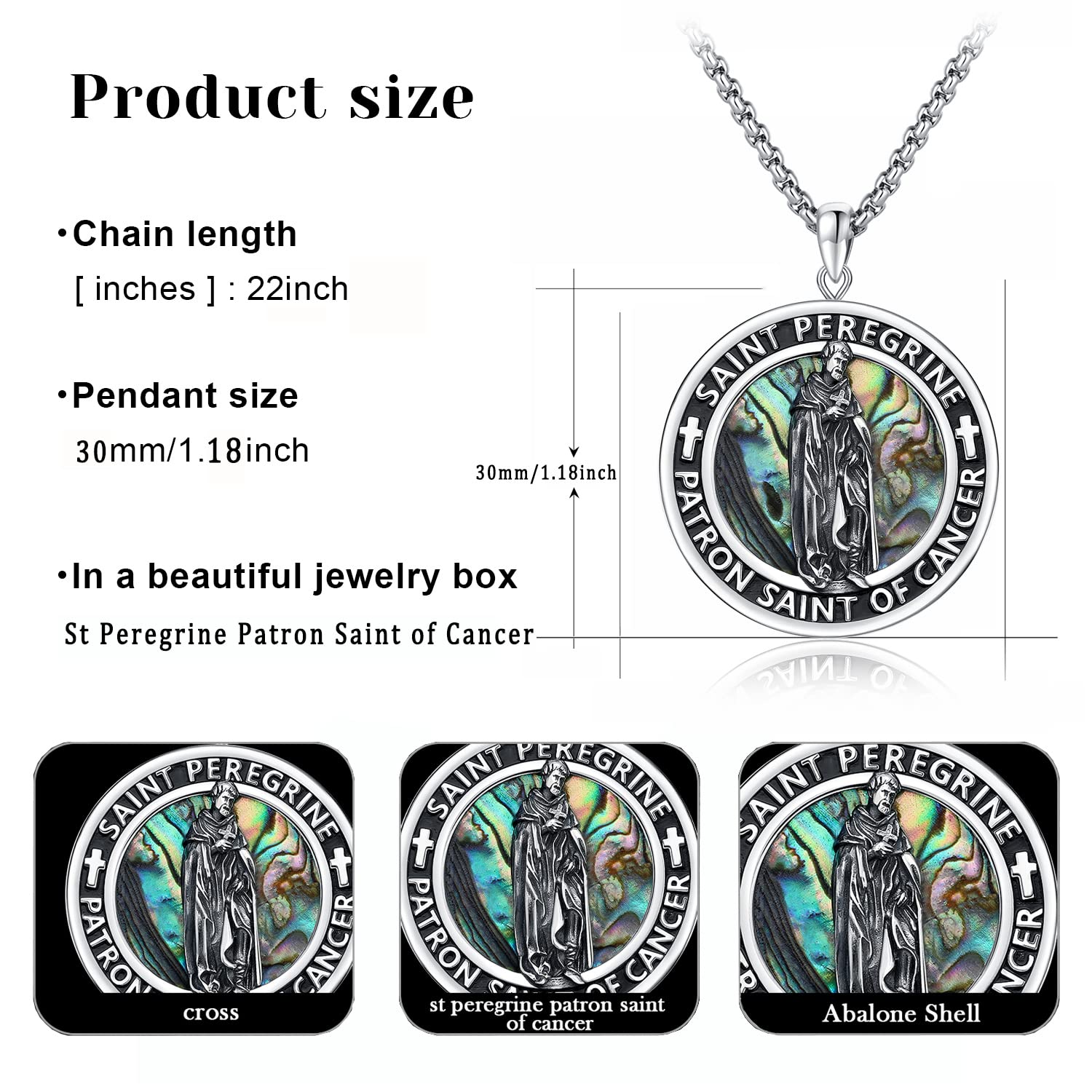 JUSTKIDSTOY 925 Sterling Silver St Michael/St Peregrine/Virgin Mary/St Francis/St Anthony/St Joseph/Baphomet Necklace for Men Women Amulet Religious Saint Medal Jewelry Gifts