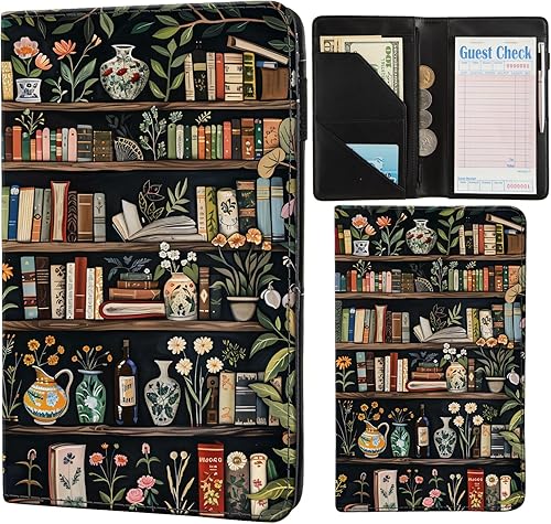 Miniatura 35 de Libretas para camarera de AIRMORS, con bolsillo con cremallera, libreta de cuero para camarera, cartera organizadora de dinero para camarero