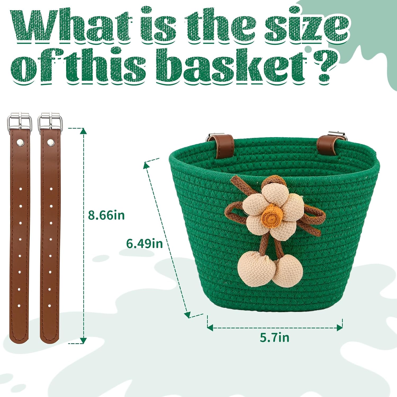 Knitting Colorful Kids Bicycle Basket, Handlebars Mount Bike Basket for Boys and Girls, Easy Install Front Bike Basket for Children's Bicycle, Tricycle image 2
