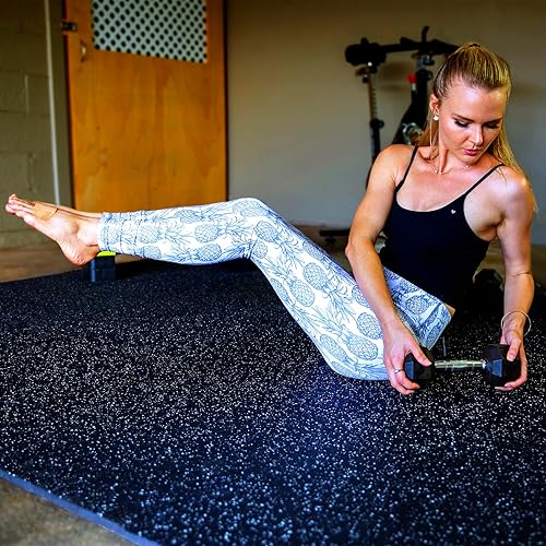 Miniatura 7 de SUPERJARE - Tapetes de equipo de ejercicio de 0.56 pulgadas de grosor, 6 azulejos de espuma EVA con parte superior de goma, azulejos de goma