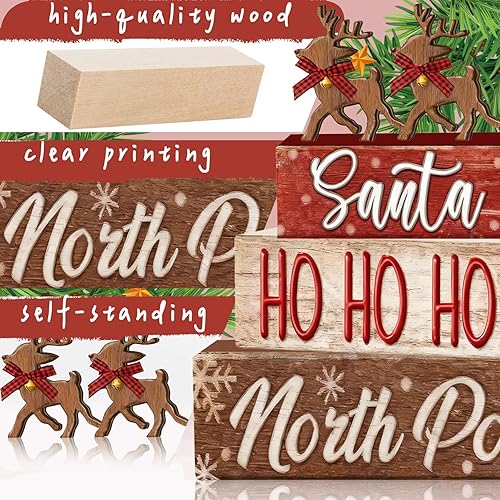 Miniatura 4 de 4 piezas de decoraciones navideñas para interiores – Decoración de mesa de alce de madera para el hogar – Centro de mesa de Navidad para mesa –
