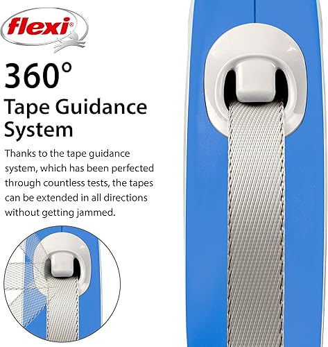 Miniatura 4 de FLEXI Nuevas Correas Retractiles de Cinta Cómoda para Perros Pequeños de Hasta 26 libras – 10 pies, Azul | Correa para Mascotas sin Enredos con