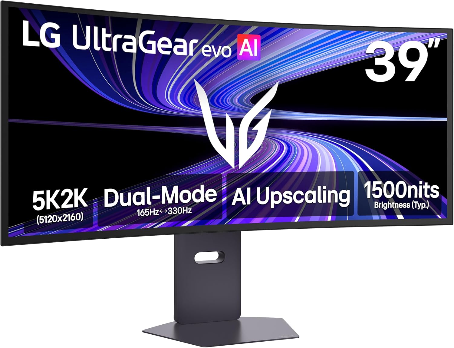 39GX950B-B 39-inch Ultragear evo 5K2K OLED 165Hz Curved Gaming Monitor | Dual-Mode (WUHD 165Hz/WFHD 330Hz), 0.03ms, NVIDIA G-Sync & FreeSync Premium Pro, DisplayHDR True Black 500, HDMI, DP, USB-C