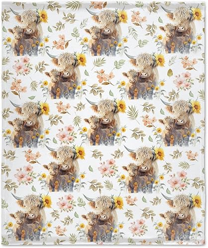 Highland Cow - Manta de franela ultra suave y acogedora, manta de forro polar ligera y mullida, manta de felpa cálida para sofá, cama, 40 x 50