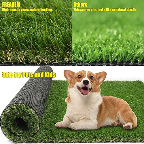 Miniatura 9 de FREADEM - Alfombra de césped sintético grueso de 3 x 59 pies, alfombra de césped artificial para perros con drenaje, para césped al aire libre,