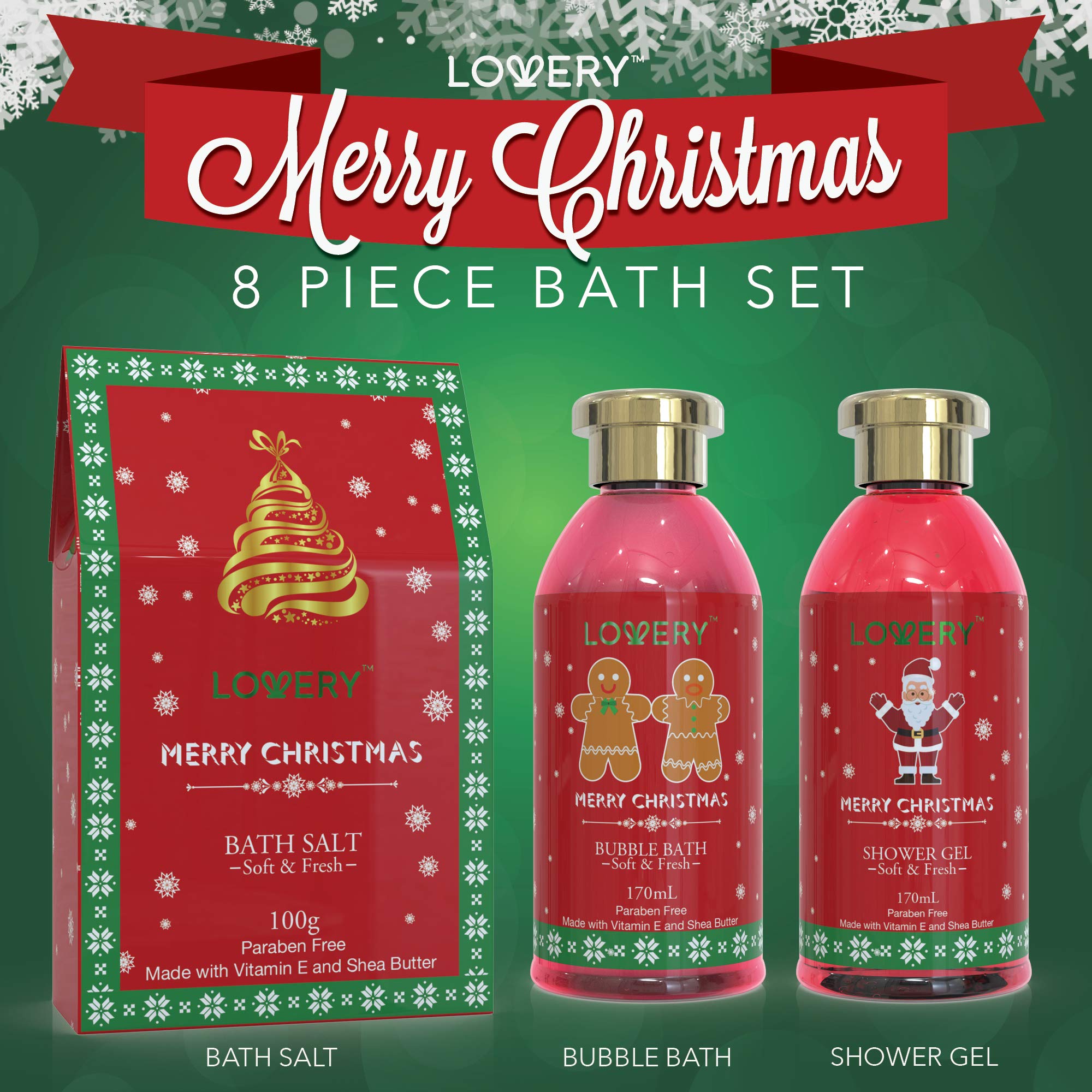 Bath and Body Christmas Gift Basket For Women – Strawberry & Sandalwood Fragrance - Holiday Home Spa Set, Includes Merry Christmas Body Lotion, 2 Oversized Bath Bombs, Bath Salt, Weaved Basket & More view 3
