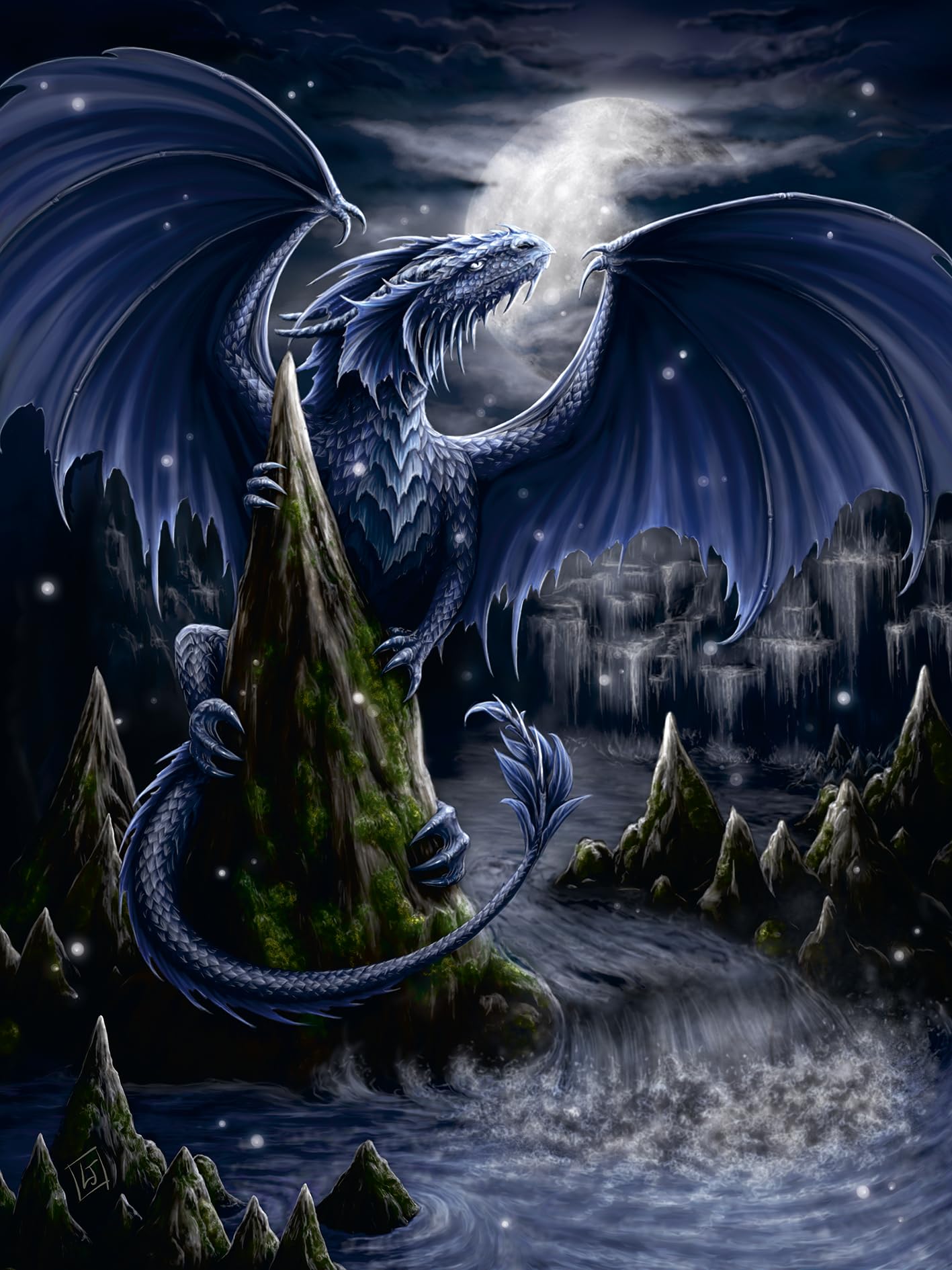 Ravensburger 12000731 - Pz Dragon bleu - 1500 pieces jigsaw puzzle - Puzzle for adults and kids age 14 years up, fantasy jigsaw