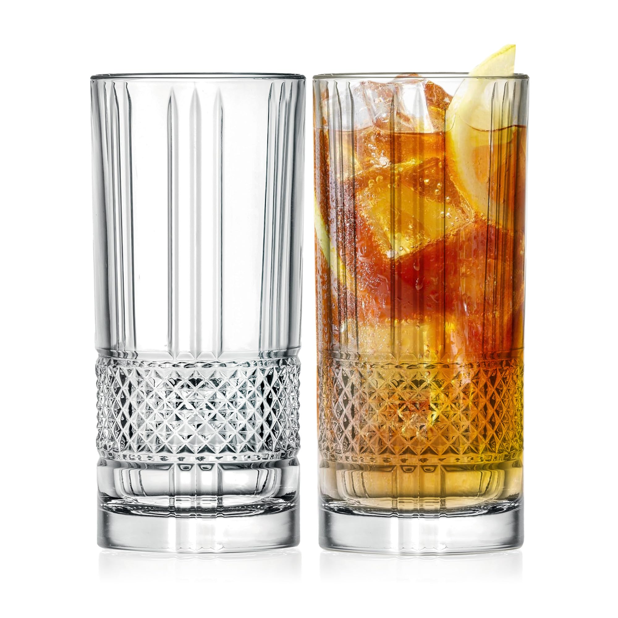 Barski Highball-Glas – Trinkgläser – 2er-Set – Hiball-Becher – Glaskristallbecher – für Wasser, Saft, Bier, gemischte Cocktails, Mojito-Glas, Tom Collins Bar Glaswaren, 370 ml, hergestellt in Europa