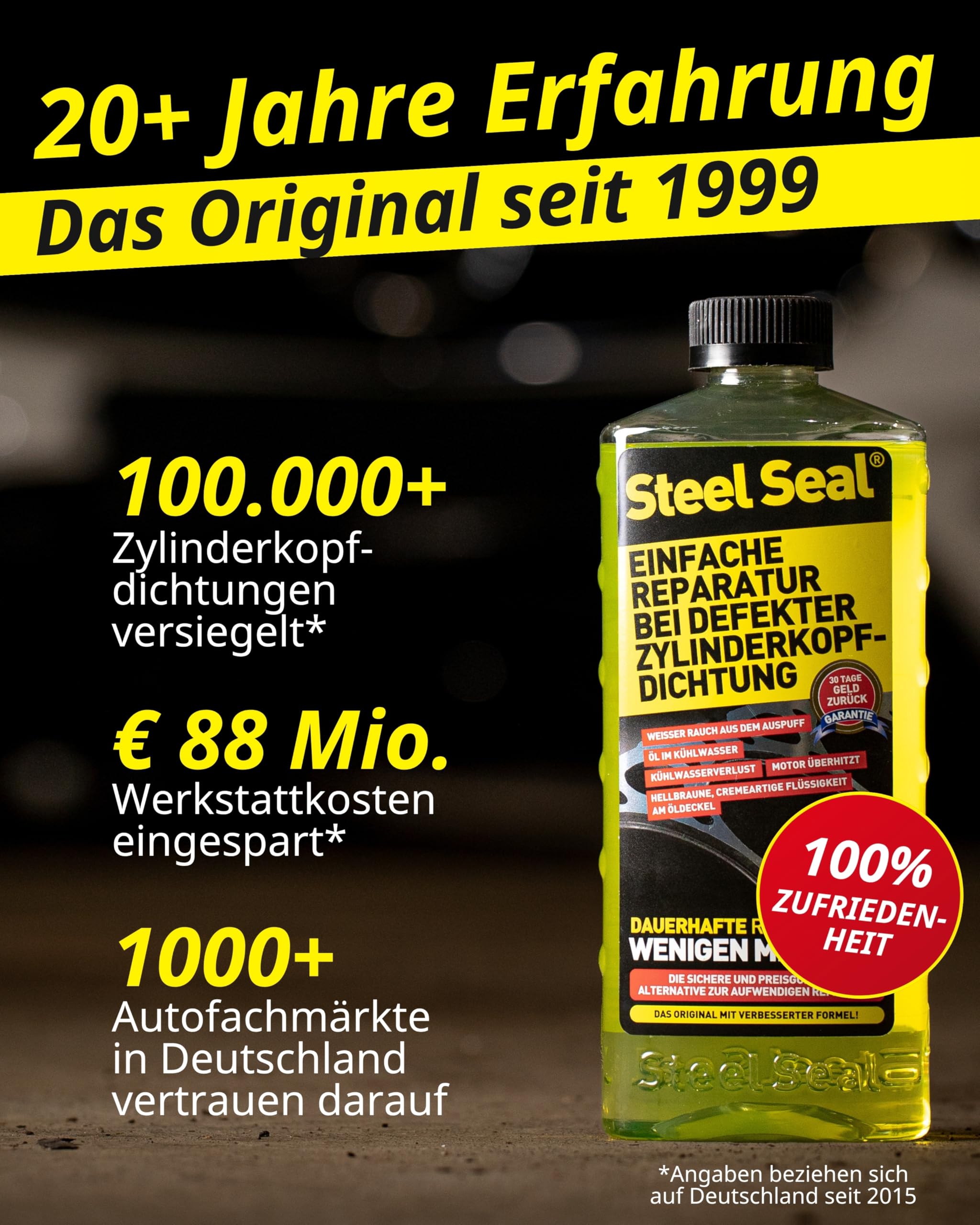 STEEL SEAL Zylinderkopfdichtung Dichtmittel – Zylinderkopfdichtung abdichten, Kühlwasserverlust stoppen & Motorschäden vermeiden – Reparatur ohne Werkstatt für alle wassergekühlten Motoren