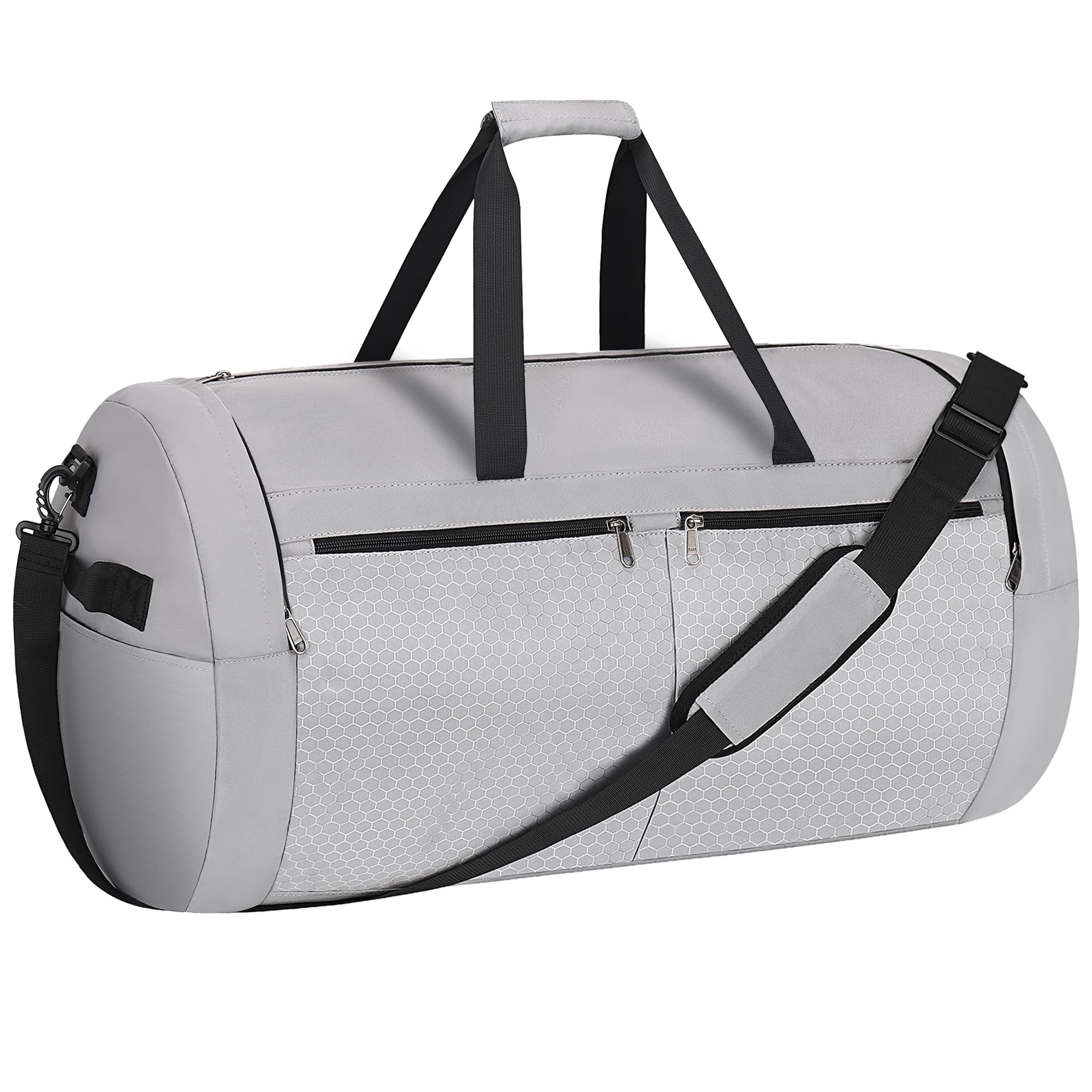 Bolsa de Viaje 120L Ligera y Plegable, Gran Capacidad, Gris Impermeable | Con Compartimento Zapatos Ventilado, Múltiples Bolsillos Portátil para Hombre y Mujer, Ideal para Gimnasio y Viaje