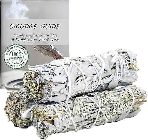 Vista 11 de Paquete de 3 barras de mezcla de salvia blanca para limpieza, meditación, yoga y manchas, salvia blanca orgánica mezclada con canela, copal, ruda