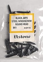 Astone black japanned round head wood screws (25, 8 x 1")