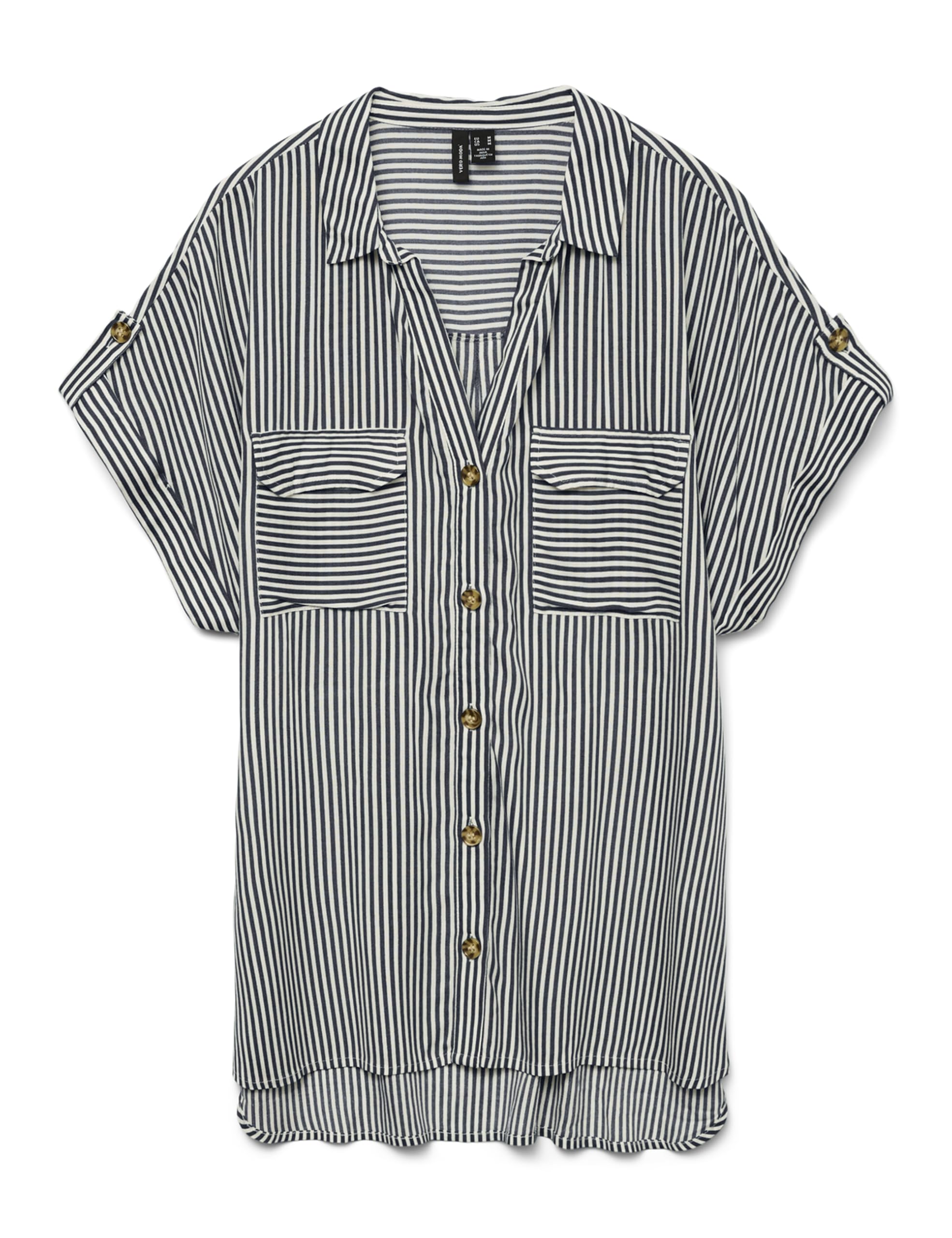 VERO MODA Damen Vmbumpy S/S Shirt WVN Ga Noos, Blau, L