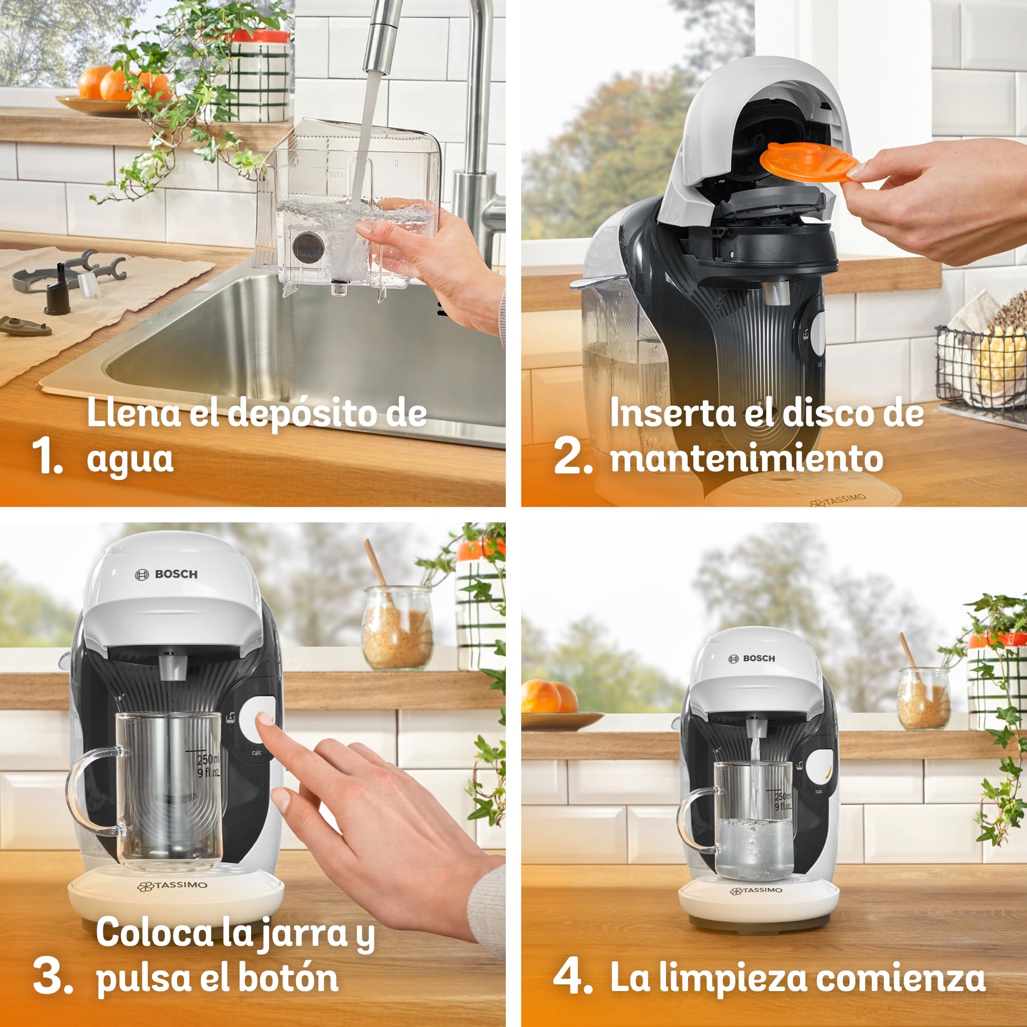 Bosch Cafetera multibebida Tassimo Happy Friendly, Hasta 70 bebidas, OneTouch, Preparación individual, Diseño compacto, Intellibrew, Blanco, TAS114E
