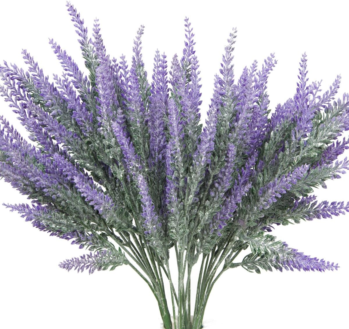 6pcs Lavender Bouquet, Artificial Flocked Lavender in Purple Flowers Arrangements Bridal for Indoor Outdoor DIY Home Garden Wedding Decor
