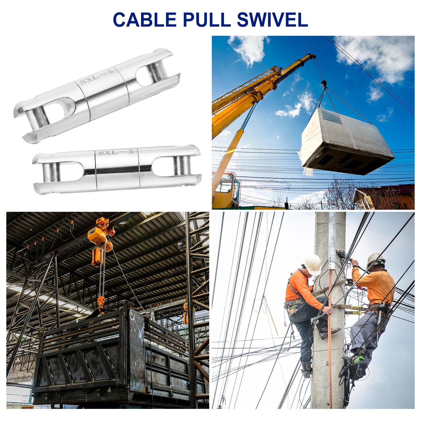 PATIKIL 5 Ton (11023 Lbs) Cavo Tiraggio Girevole Lega Filo Estrattore Cavo Tiraggio Impugnatura Girevole Cuscinetti Fuga Linea Corda Sfera Cuscinetti Girevole per Elettricità Struttura