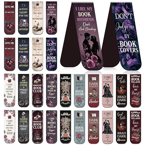 Dark Romance Magnetic Bookmark Gifts - Wxiben 30PCS Funny Magnetic Bookmarks Gothic Book Mark Magnets Romantasy Page Marker Clip Gift for Women Girls Dark Romance Reader Students Teachers Supplies - Dark Romantasy