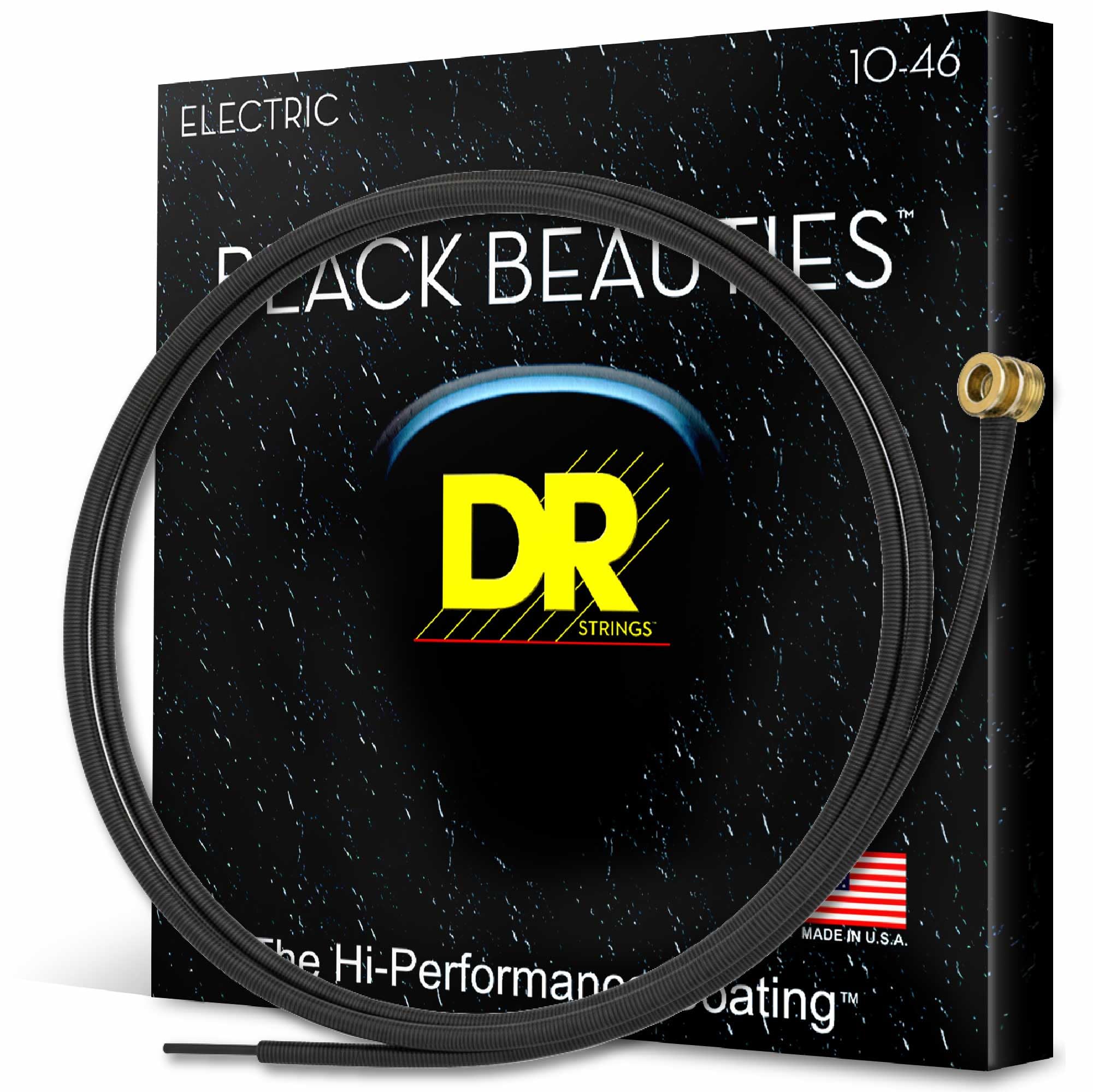 DR Strings BLACK BEAUTIES™ - BLACK Coloured Electric Guitar Strings: Medium 10-46
