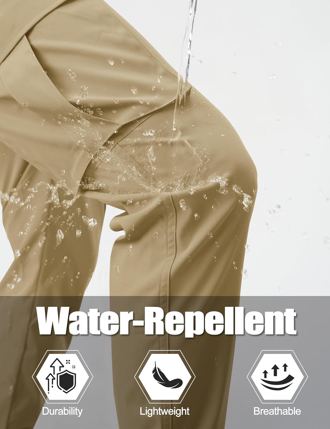 TACVASEN Men's Casual Cargo Joggers Hiking Pants Water-Repellent Elastic Waist Drawstring Tapered Work Pant with Pockets - Image 3