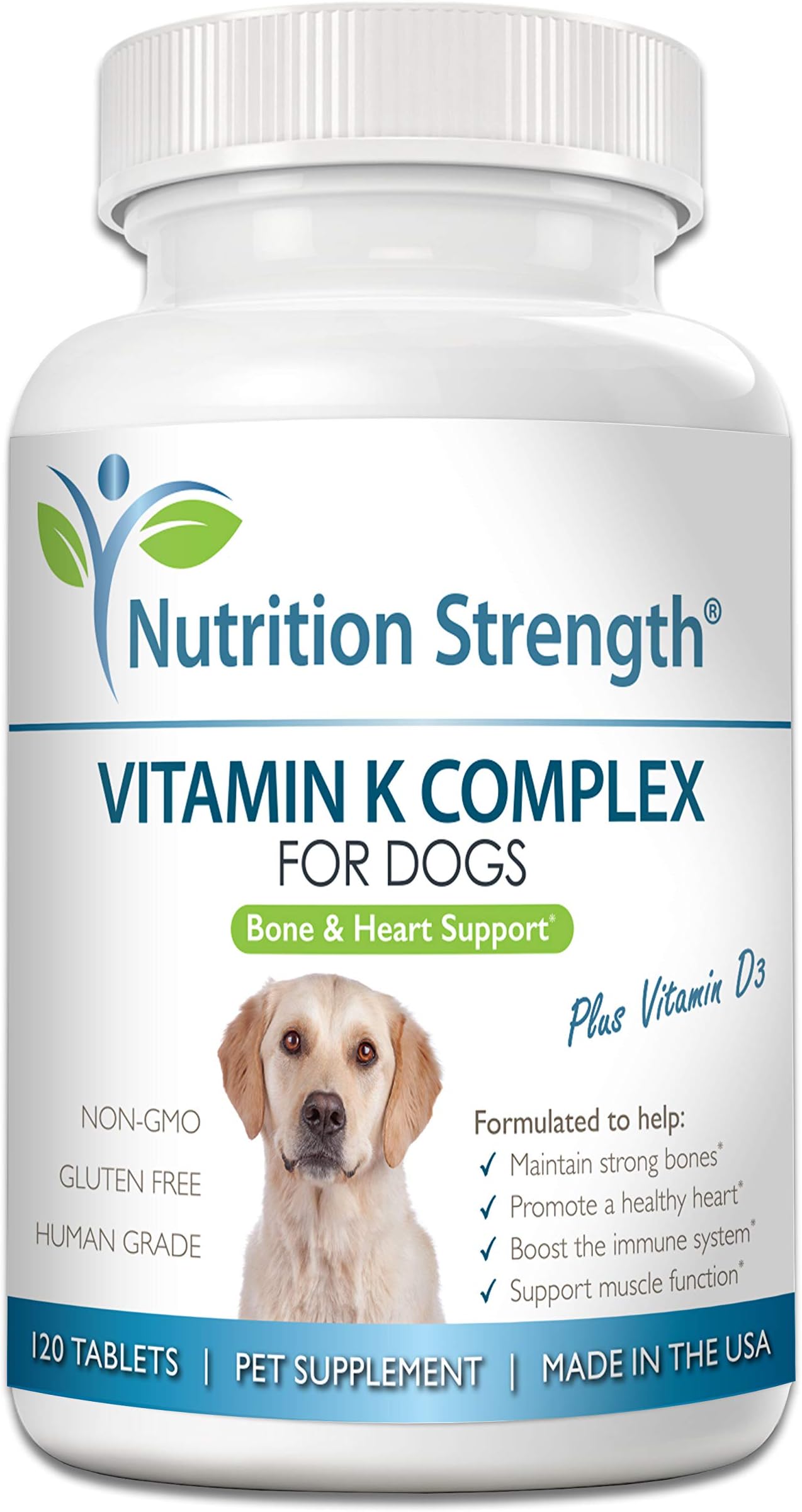 Vitamin K for Dogs - K1 & K2 (MK4 + MK7) + Vitamin D3 for Bone Health, Heart Support & Calcium Absorption - Advanced Formula for Strong Joints, Muscle & Immune Support - 120 Tablets