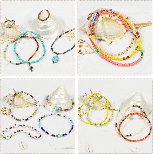 Miniatura 5 de Tamaño de cuentas de semillas de 0.079 pulgadas, aproximadamente 16800 piezas, 28 colores en caja de almacenamiento de cuadrícula, 120 cuentas de