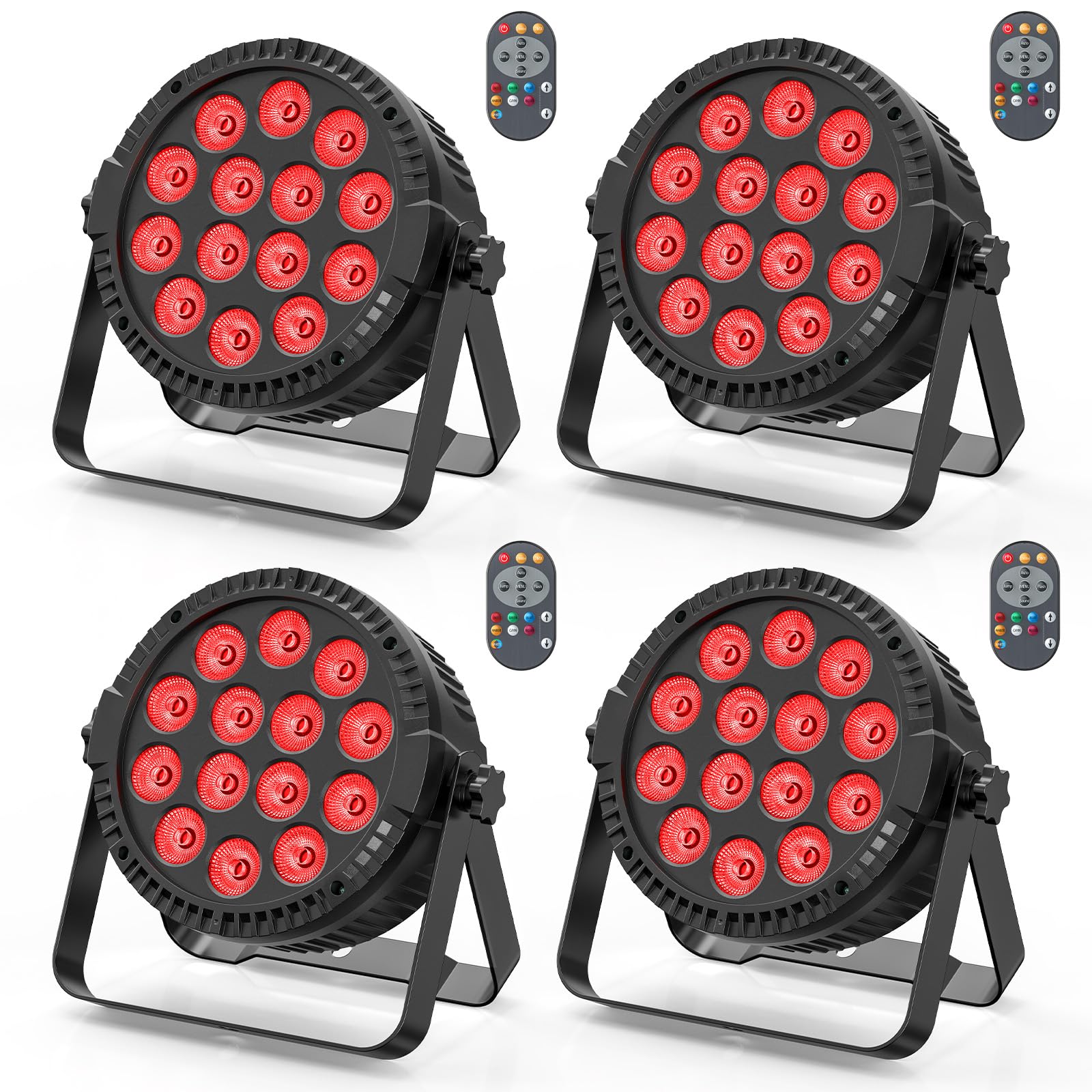 4PCS 14 * 6 W LED Luce Par, 4 in 1 RGBW Disco Party Stage Light con telecomando 4/8 CH Master-Slave Semovente Par Light Spotlight Adatto per Festival Club DJ Palco Nozze