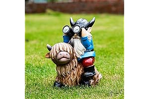 Charming Gnome Adorned Cow Statue Illuminating Gardens with Solar Grace