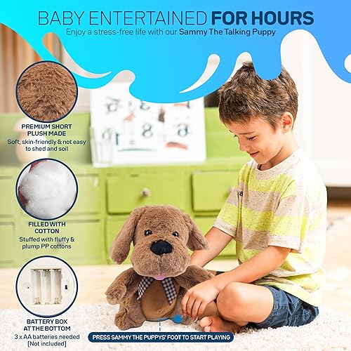 Miniatura 3 de 13MARCH Sammy The Talking Puppy - Juguete interactivo de peluche para niños que canta y habla - Animal de peluche musical con patas que aplauden