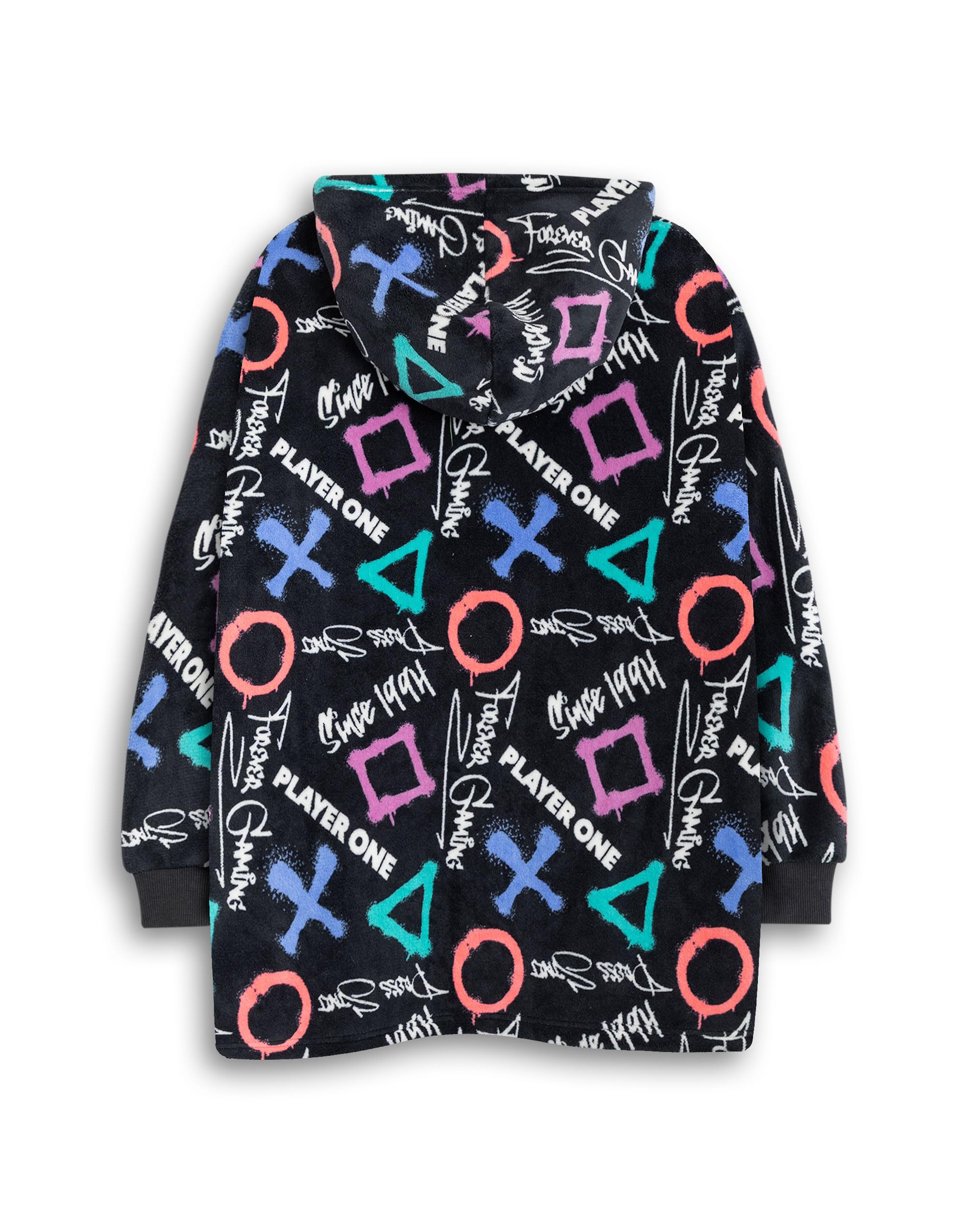 Playstation Sudadera con Capucha Negra Player One para niño | Polar Acogedor de Manga Larga con gráficos Coloridos | Ropa de Estar por casa para Jugar | Merchandising