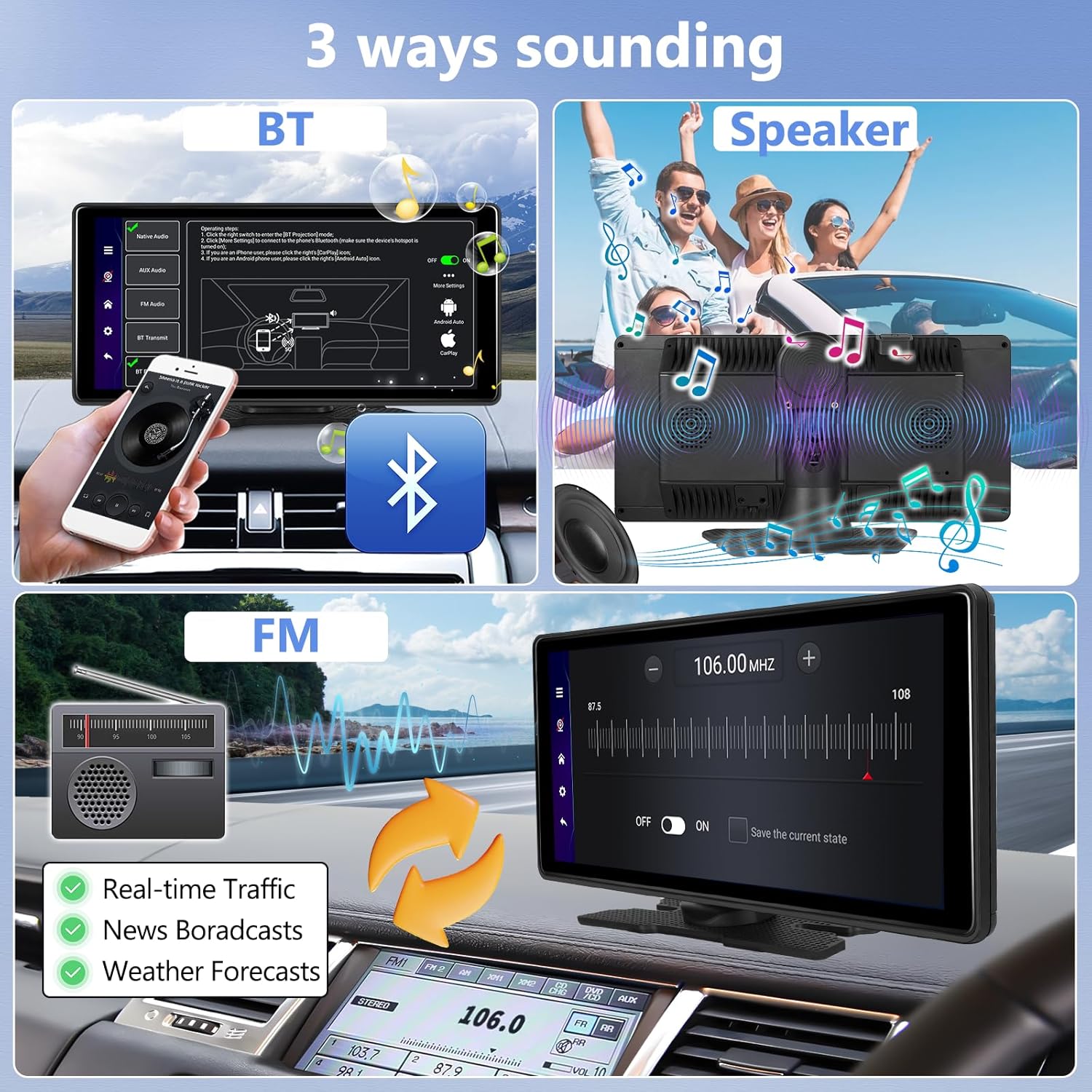 CAMECHO car stereo displaying GPS navigation