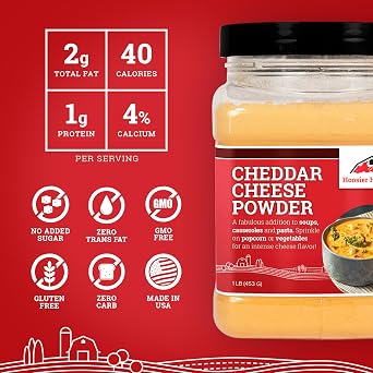 Hoosier Hill Farm Cheddar Cheese Powder, 1LB (Pack of 1)