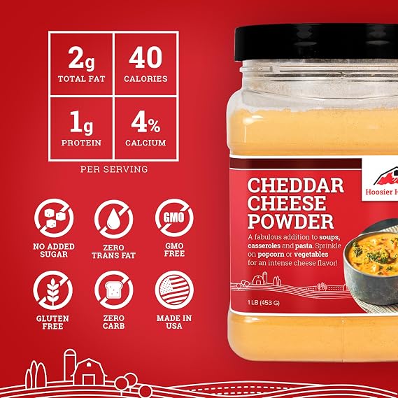 Hoosier Hill Farm Cheddar Cheese Powder, 1LB (Pack of 1)