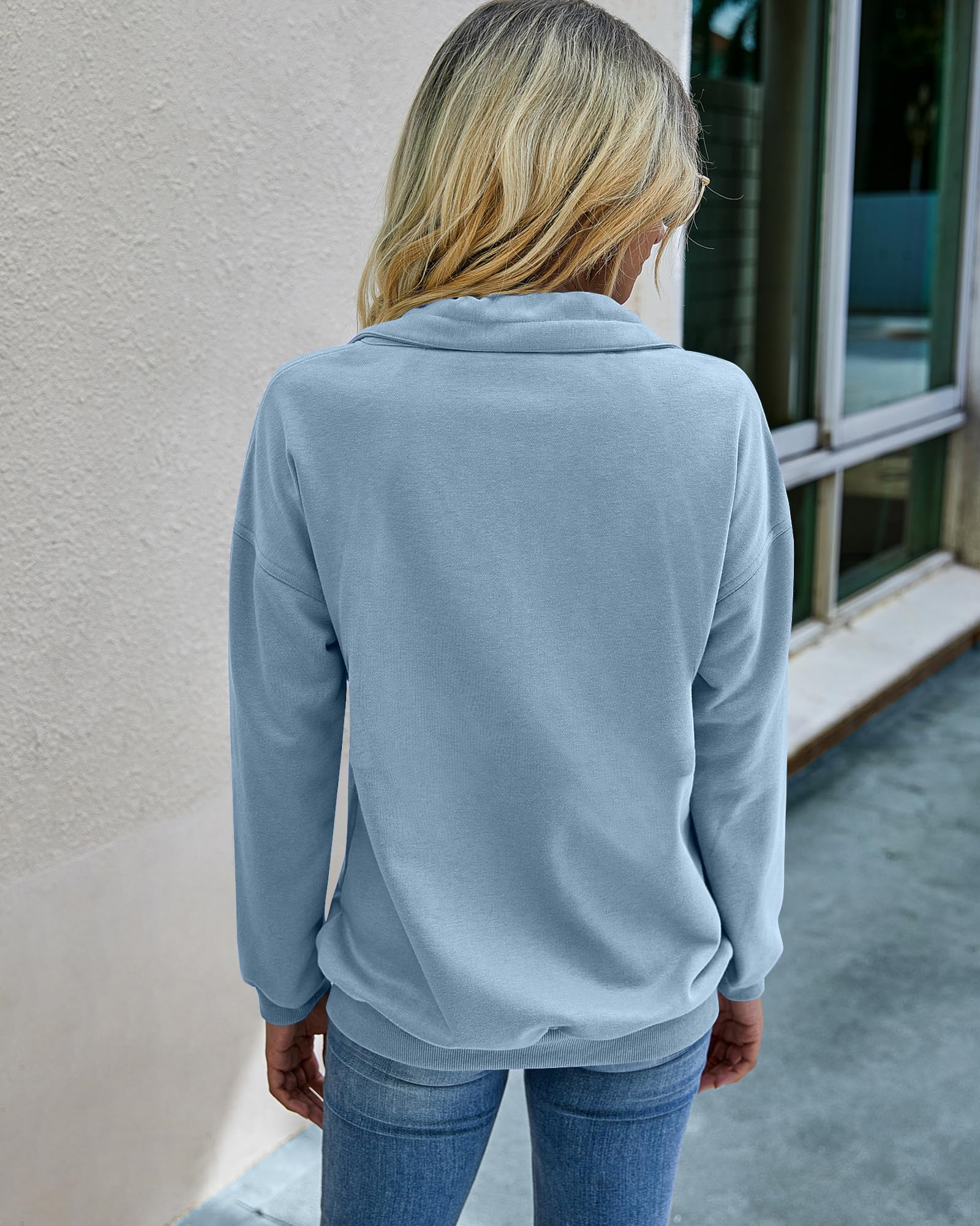 Sweatshirt Damen Pullover Elegant Langarmshirt Baumwolle Pulli Herbst Winter Casual Sweatjacke Oberteile Langarm mit Taschen
