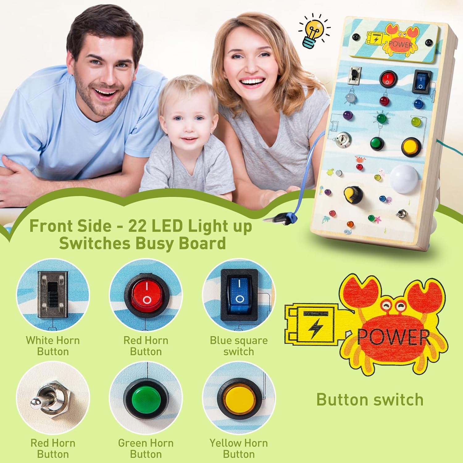 Montessori Toys Busy Board with LED Light UP Switch and Magnetic Color and Number Maze - Educational and Interactive Toddler Toy for Boys and Girls