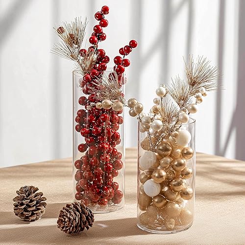 Miniatura 6 de 12 jarrones cilíndricos transparentes para centros de mesa, jarrones de flores de vidrio para decoración de bodas y decoración del hogar, portavelas