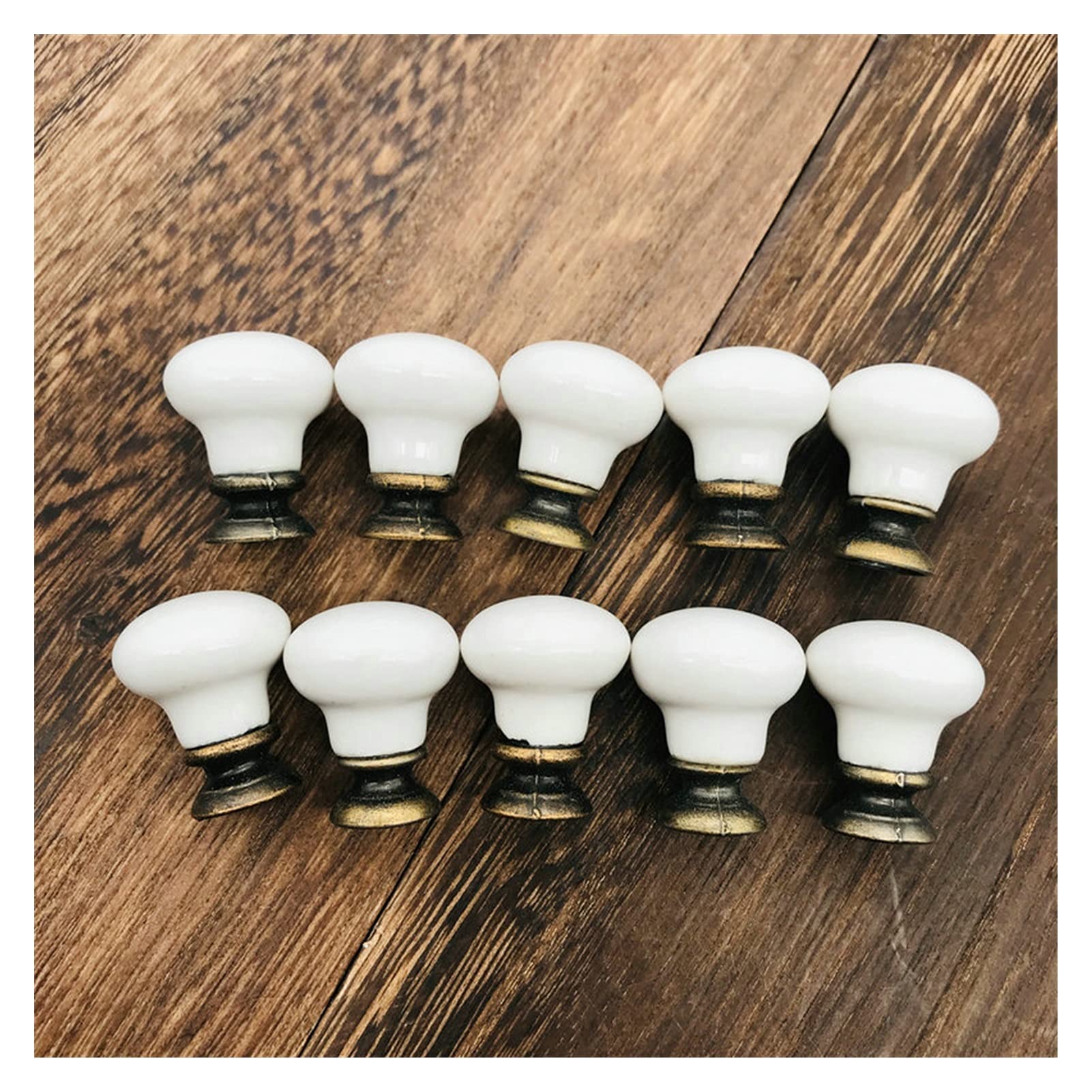 Maniglia della serratura della porta Confezione da 10 White Button Shape Forma Maniglie da cucina Pull Drawer Manopole Ceramica Porta in ceramica Armadio Armadio porta manopola Funiture Decor hardware