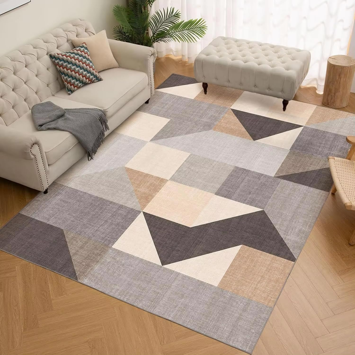 Tapis de Salon Moderne Anti-Tache et Facile à Aspirer pour Zone de Passage