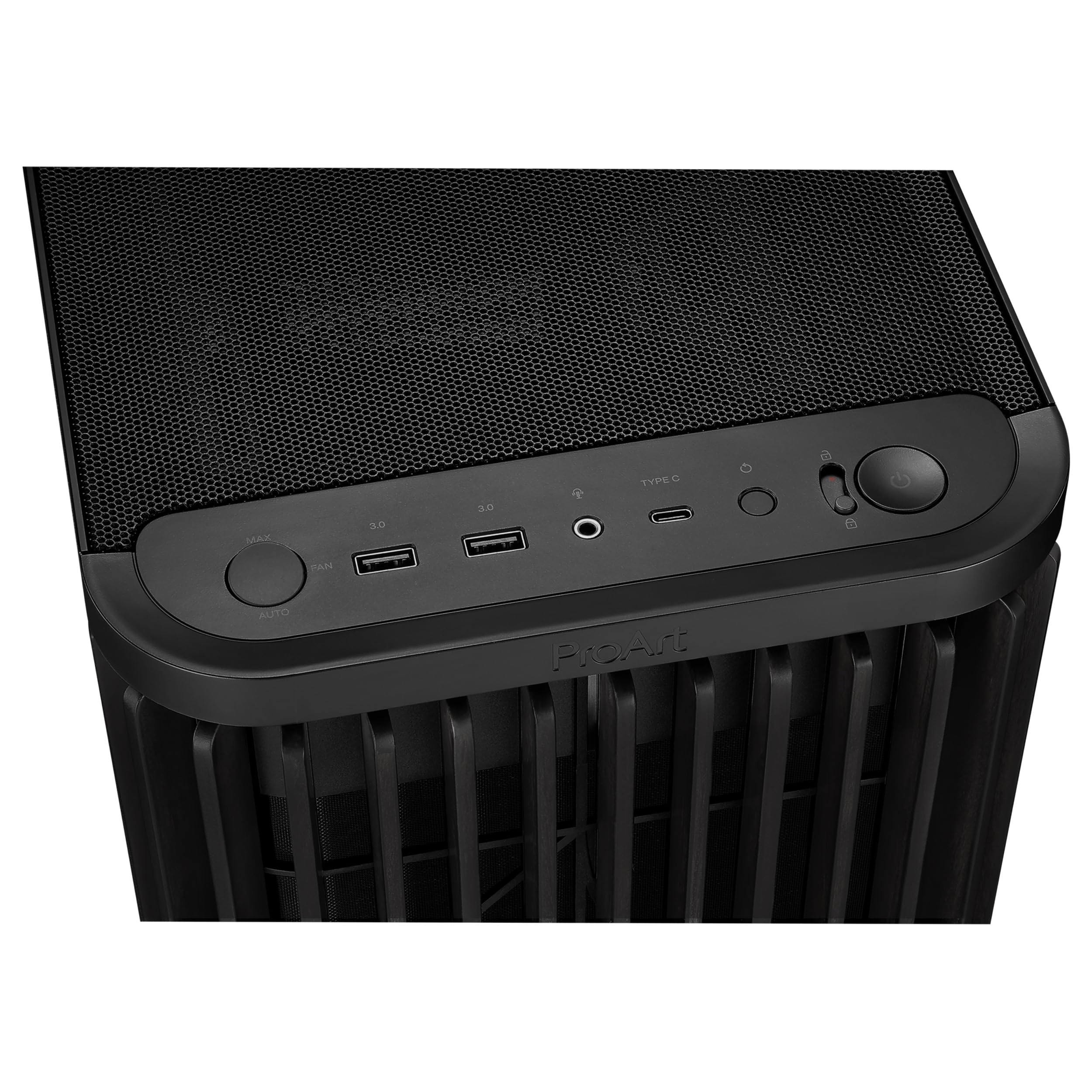 ASUS ProArt PA401, Chasis ATX con Panel de Metal, Compatible con GPU de hasta 314 mm, Dos Ventiladores de 160 mm, Bloqueo del Panel Lateral, Soporte para Fuente de alimentación extraíble
