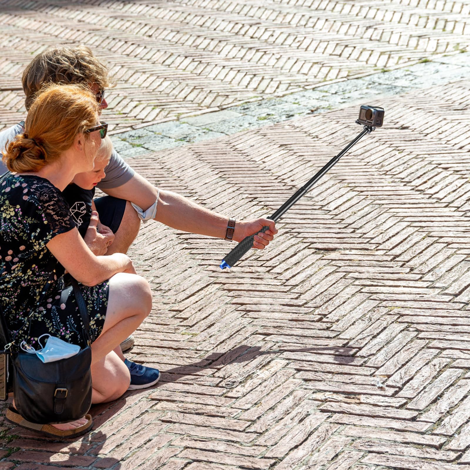 Aluminiowy wodoodporny kij do selfie, wysuwany monopod teleskopowy do kamery sportowej Hero 7/6/5/4/3/2/1, czerwony, 19 cm