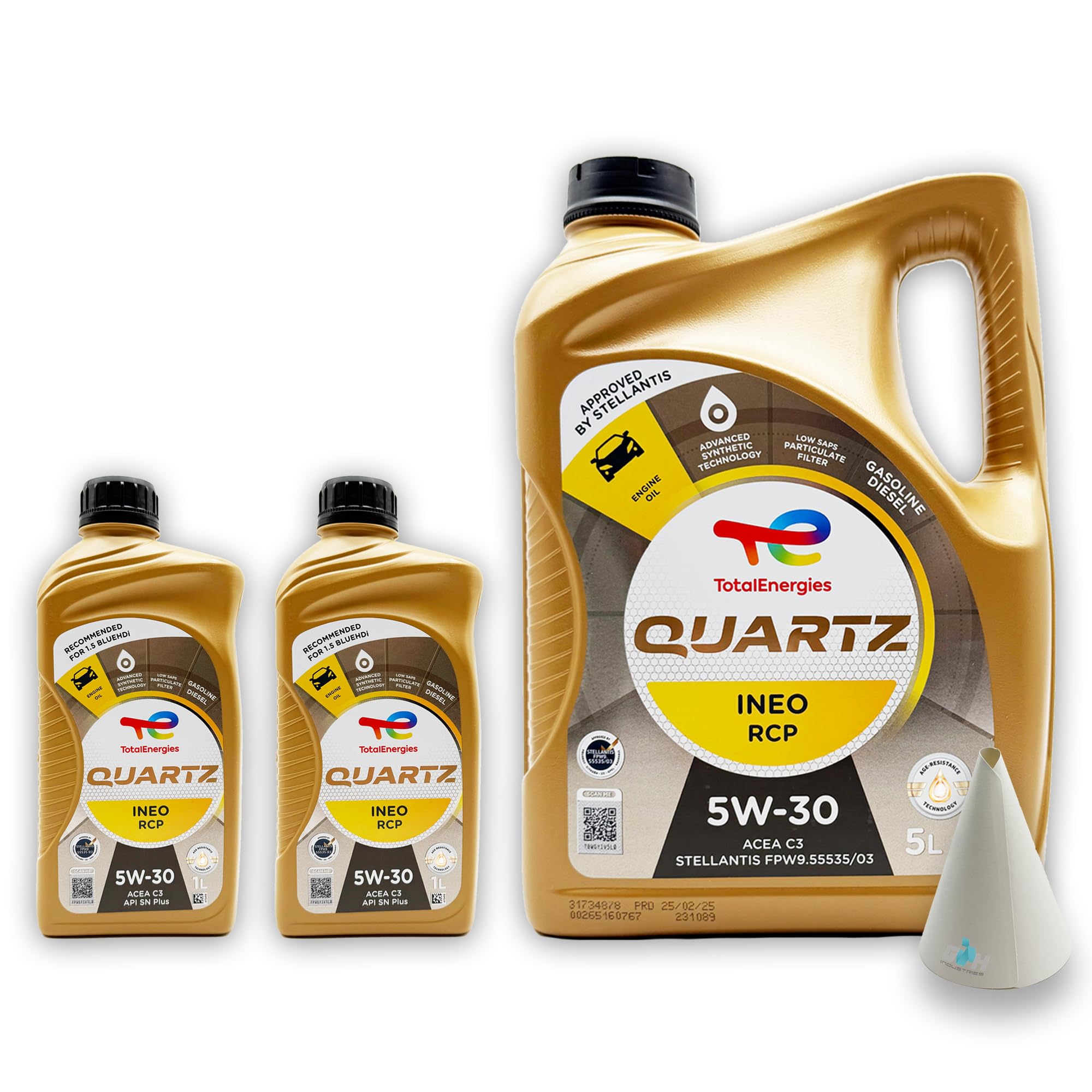 Total Quartz Ineo RCP 5W-30 | 7 L | kompatibel mit Stellantis FPW9.55535/03 | PSA B71 2290 | 7 Liter | mit Trichter |