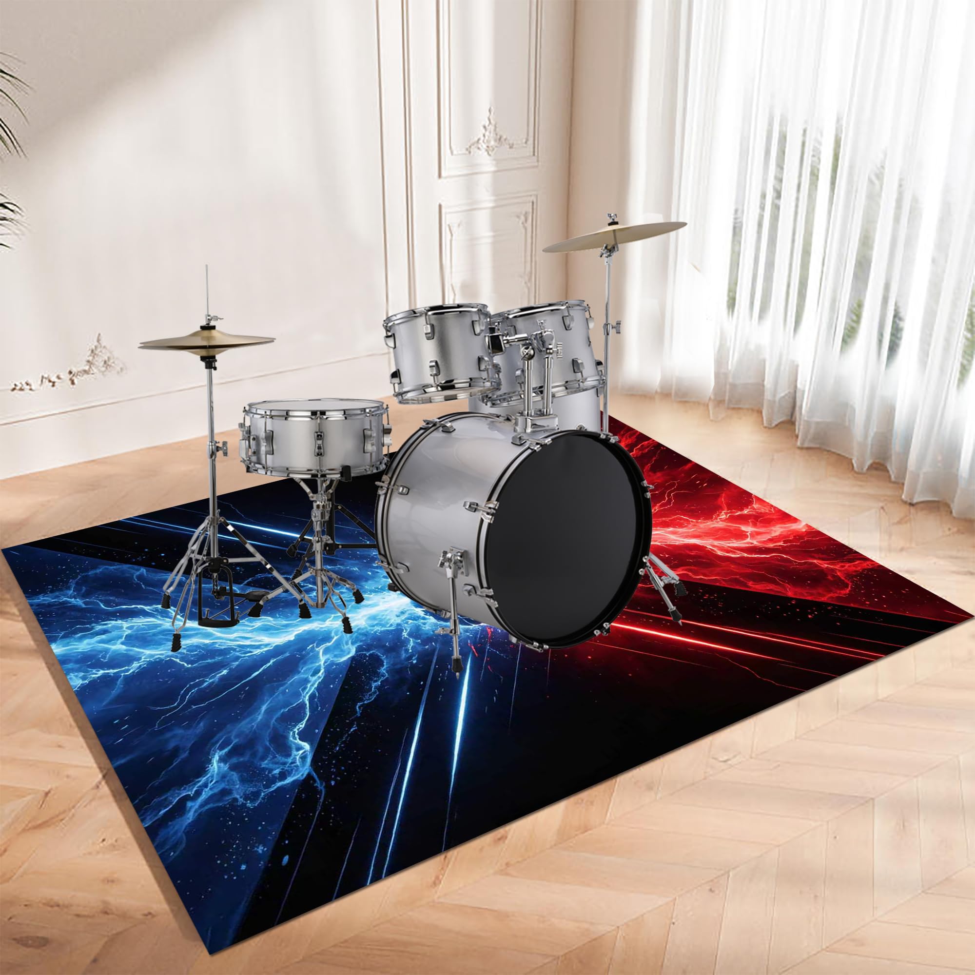 Tappeto Batteria Tappetino Insonorizzato Tappeto a Tamburo 230 x 180 cm | Antiscivolo, Tappeto per Percussioni, Tappeti per Batterie Elettroniche Rullante Acustica Snare Drum Grancassa Strumenti