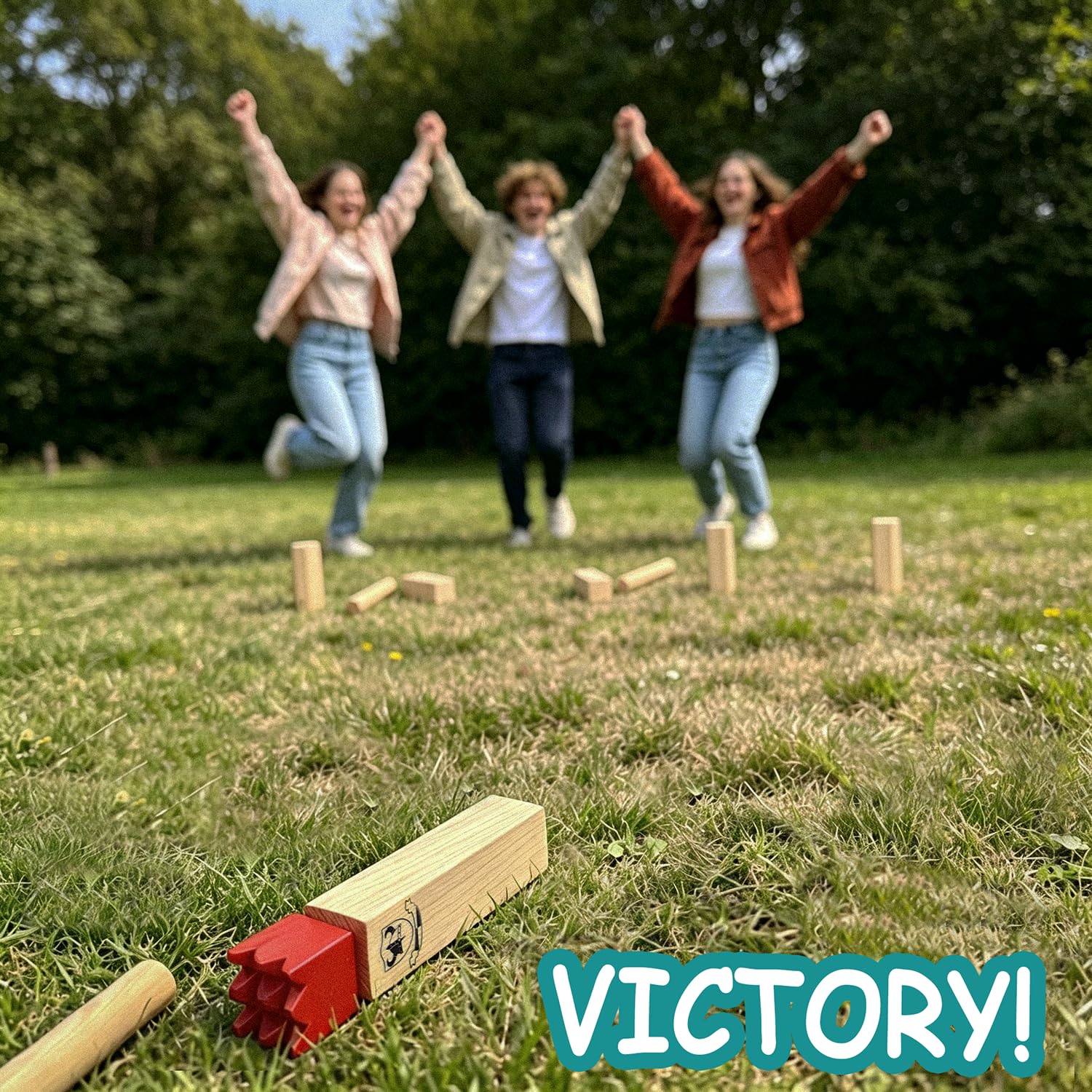 Kubb Outdoor Game Viking Game Hardwood Garden Throwing Toy with Carry Bag (28 x 5.5 x 5.5 cm-King)