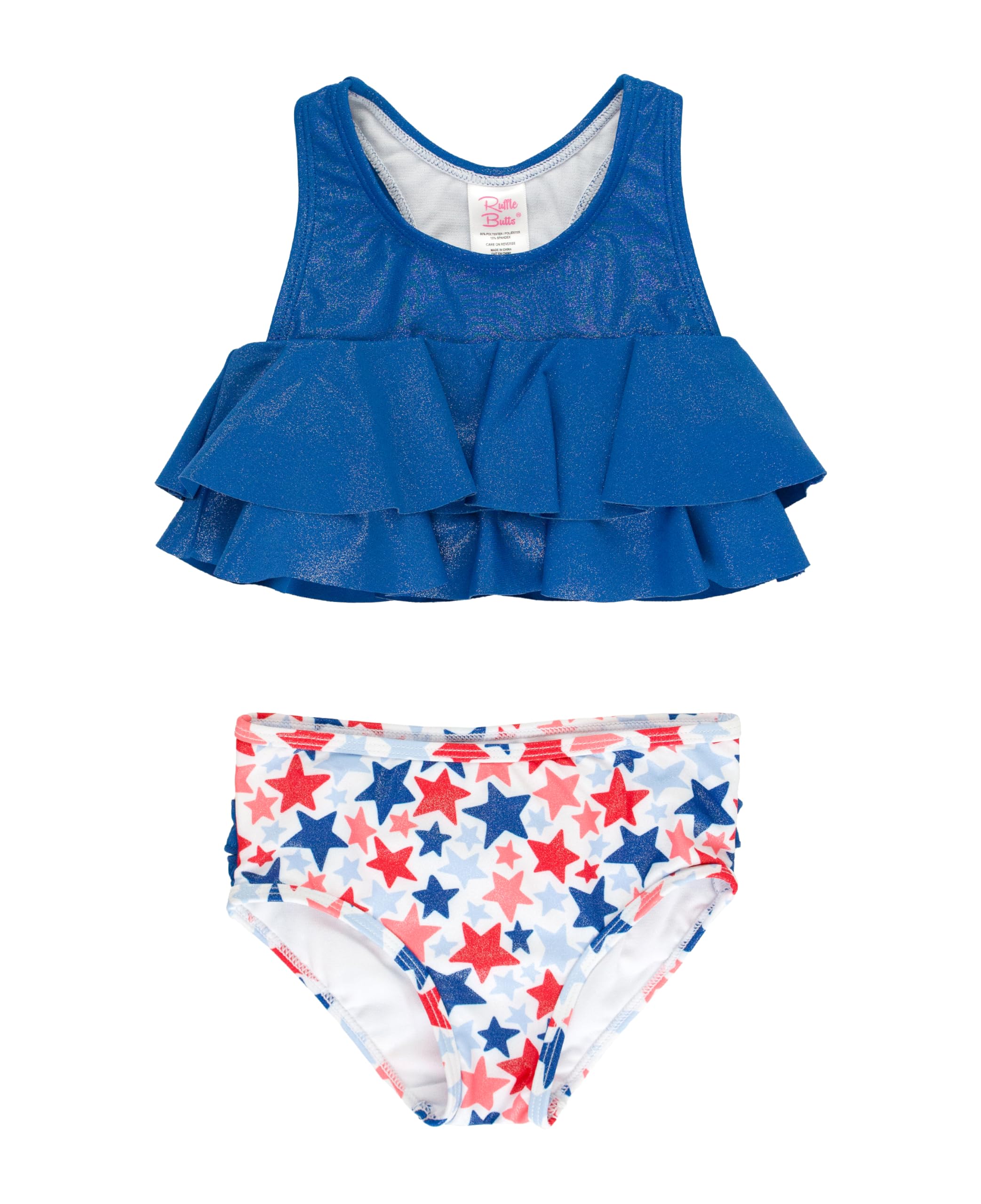 RuffleButts Girls UPF50+ Sun Protection Flounce Bikini Two Piece Swimsuit